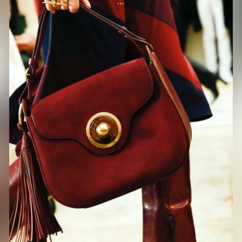 TORY BURCH RARE RUNWAY BAG 2015 SUEDE & LEATHER W/TASSEL BCRF AWARDS 2015 $898